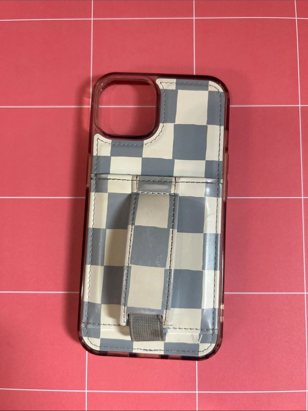 Walli Checkered Blue & White Phone Case with Card Pocket